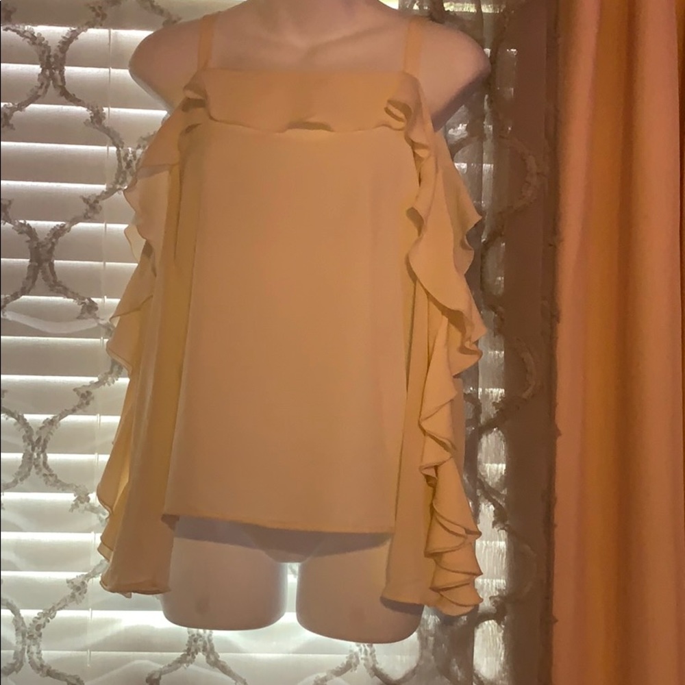 H&M cream off the shoulder ruffle blouse